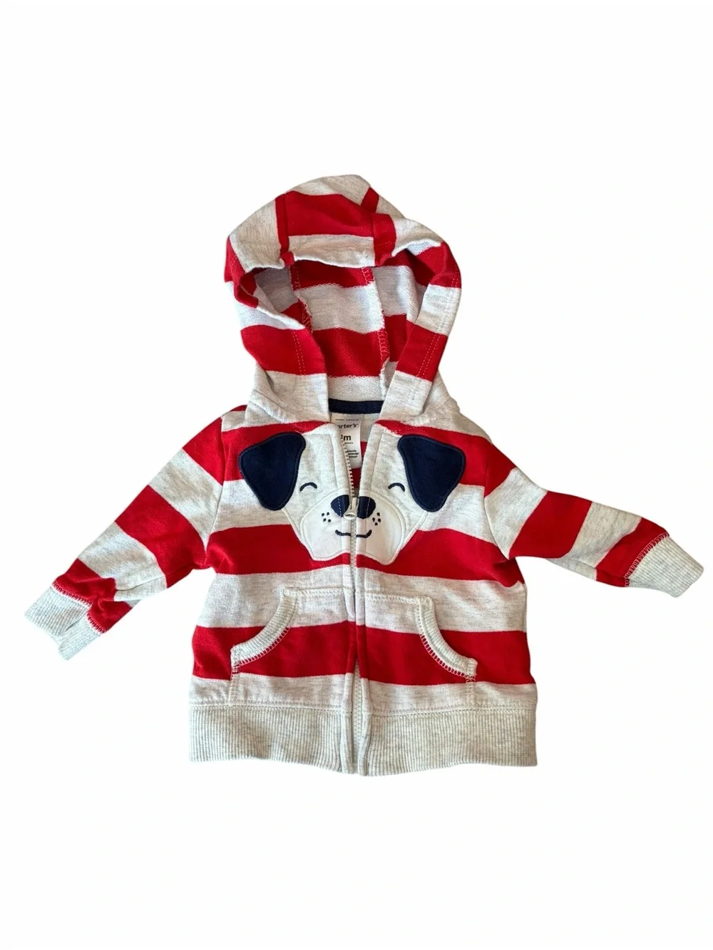 Carter's Red & Cream Striped Puppy Zip Hoodie